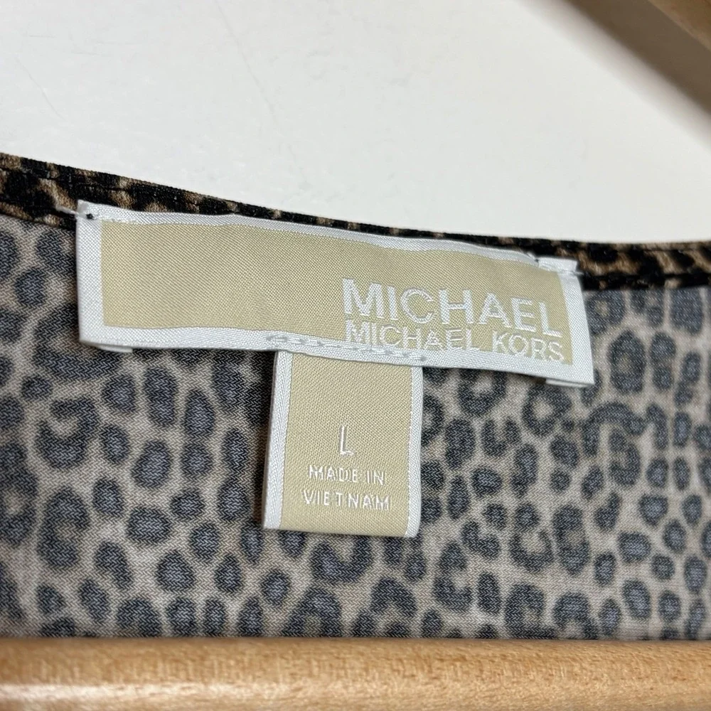 Michael Kors Leopard Print Sleeveless Tank Top Womens Size L Vacation Travel